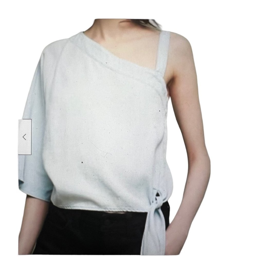 LN HOLDING HORSES for Anthropologie Maddie One Shoulder Light Blue Top S… - Picture 3 of 12